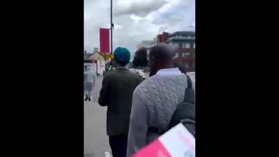 Islamist in Britain chases Labour parliamentary candidate down the street whilst calling him a "Zionist devil", even though the candidate is a pro-Palestinian and only just abstained from voting on Gaza ceasefire in the parliament