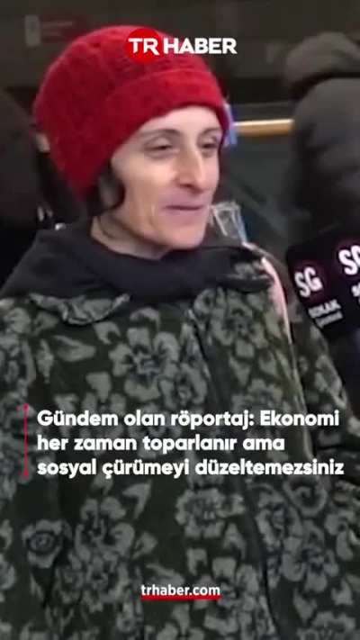 Sokak röportajında bir vatandaş Türkiye'nin en önemli sorunun ekonomik sorunlar değil sosyal çürüme olduğunu düşündüğünü söyledi