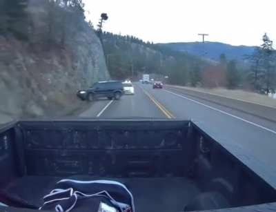 BC highways already struggling to stay open and running for essential supplies- and then there&rsquo;s this guy- running from police. Near Osoyoos.