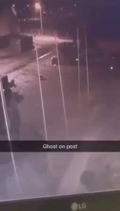 When i was in the US Army we were on a training exercises in Bemowo piskie, Poland for a couple month. On post we pull 24h shifts to secure & maintain order at headquarters. On Govt cameras we caught this ghost walking across the yard. Me & my roo