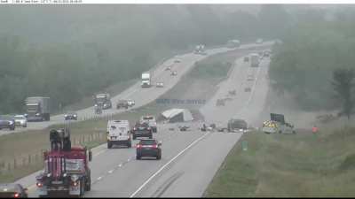 IOWA DOT Truck Gets Obliterated By A Pair Of Idiots 