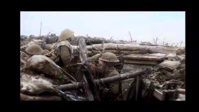 A Short Clip from the 2018 Documentary "They Shall Not Grow Old" showing Colorized Footage of Combat and Trenches during the First World War.