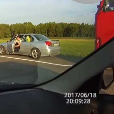 Road Rage Between Trucker and Driver