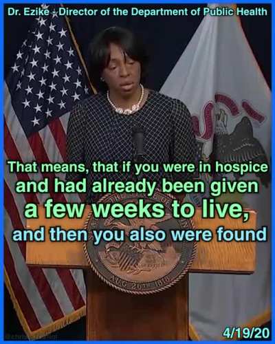 Director of Public Health says even if you die of a clear alternate cause, if you test positive for COVID at the time of death, you are classified as a &ldquo;COVID death&rdquo;.