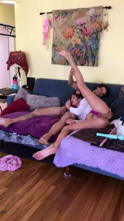 Clit pump, buttplug and blowjob on the couch. [fm]