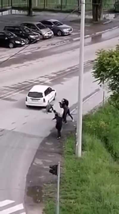 Brutal leg kick KO in 3 vs 1 fight between migrants (Sarajevo, Bosnia)