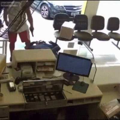 Robber gets destroyed by customer