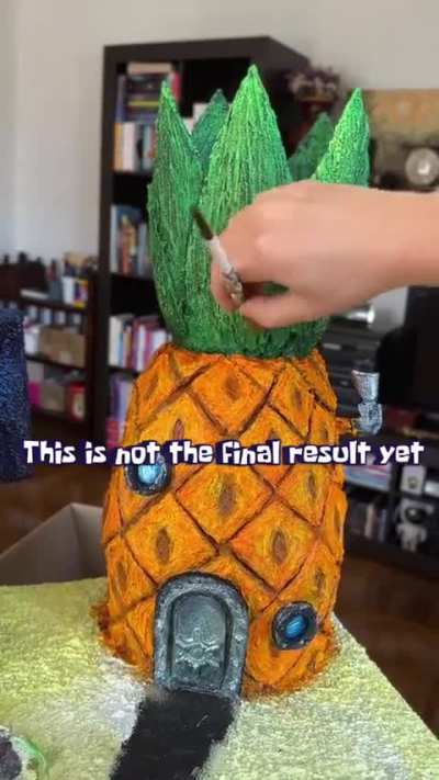 Building SpongeBob&rsquo;s house from cardboard 🍍💛 #DIY #SpongeBob #Craft #Miniatures