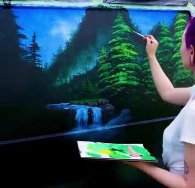 "Blue Ridge Ralls" on the side of a van . . . &agrave; la Bob Ross