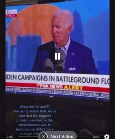 "O mesmo est&aacute;bulo que Jesus disse que o maior problema que tivemos, na guerra revolucion&aacute;ria, &eacute; porque n&atilde;o t&iacute;nhamos aeroportos suficientes." - Joe Biden