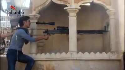Anti-materiel (probably anti-personnel in this instance) rifle made out of Dshka
