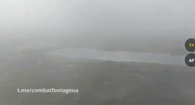 A Russian drone rams a Ukrainian drone in the air somewhere in the Kherson region.