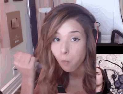 Pokimane sucking you off until you cum on her face