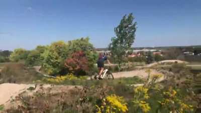 47 years old, started mountain biking this past May. This is my biggest send so far...