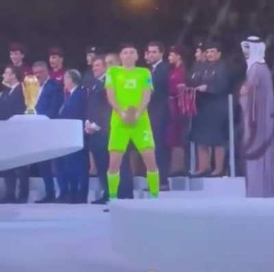 Martinez enjoying his new trophy after Argentina winning