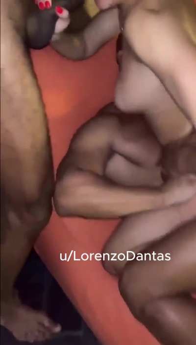 This hot MILF loves to be fucked by 3 BBCs. Me and hub made her fantasy come true.