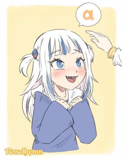 Adorable Gura Receives Headpats From a Certain Mystery Girl ! (GIF)