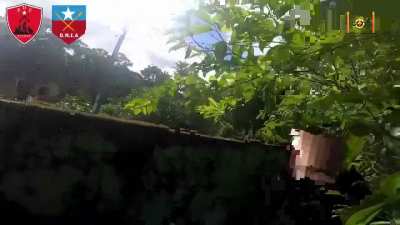 Dawei National Liberation Army and Yephyu People's Defense Force Ambush Myanmar Army troops in Maungmeishaung. The cameraman's AR frequently jams, but five troops were killed (June 28th) 