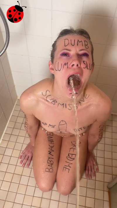 Mouth open to catch your pee