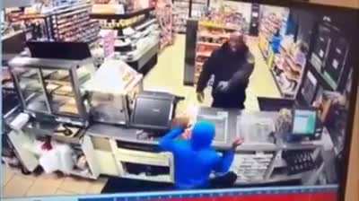 Rob a convenience store that has an armed guard, get shot