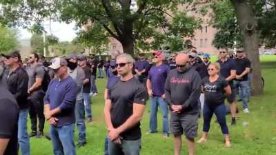 Canada: Police officers, firefighters and paramedics have gathered at Queen's Park, Toronto for a silent protest against mandatory COVID19 vaccinations.
