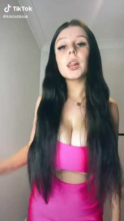 Bouncing in a pink dress