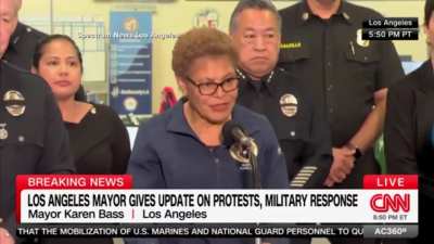 Mayor Karen Bass tells LA residents to stay away from downtown, says 23 businesses have been looted &amp;amp; there is &ldquo;graffiti everywhere and caused significant damages to businesses and a number of properties.&rdquo;