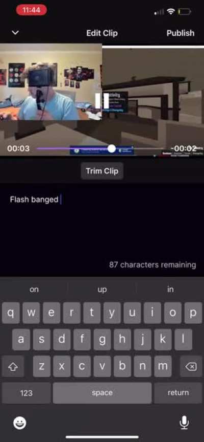 Flash banged, I couldn&rsquo;t get the clip so I had to screen record