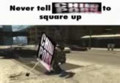 man having a fight with text with spongebob legs never tell text to square up