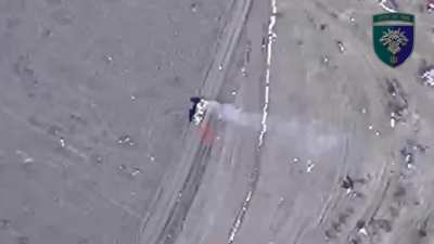 Ukrainian FPV kamikaze drones destroy a Russian BM-21 