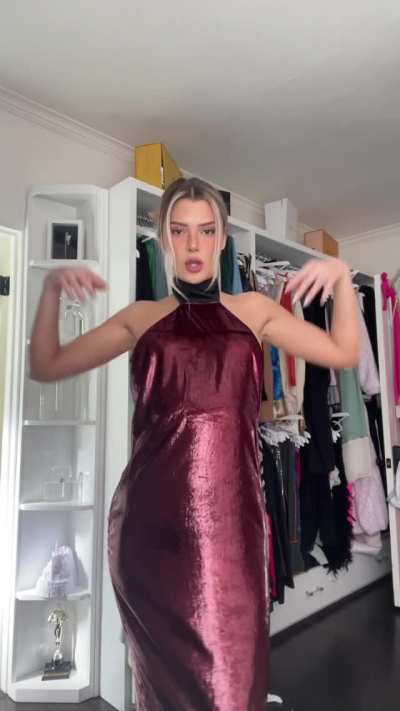 Maroon dress hottie