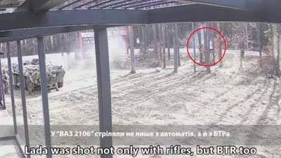 Ru pov: Recently released image of Russian troops targetting random vehicles back in 25th of Feb, Hostomel region.