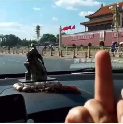 Biggest balls ever! Driving through Tiananmen Square and blasting &ldquo;TAKE DOWN THE CCP&rdquo;!!! Based alert!!!