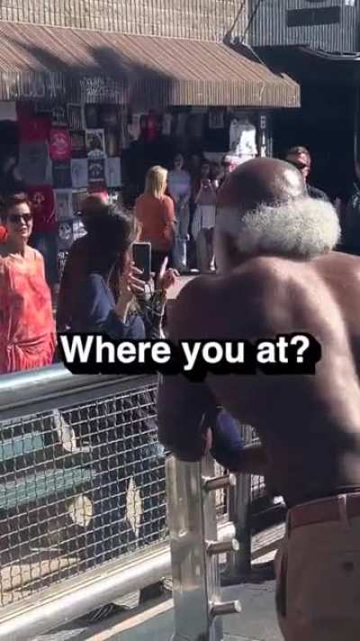 a man ask a stranger for a shoot