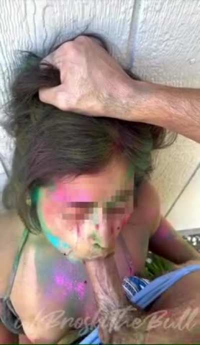 Stuffing her throat after celebrating Holi