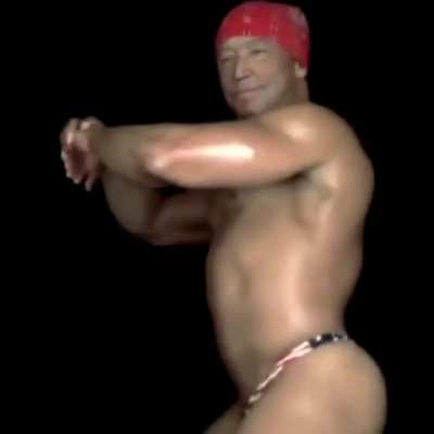 Dark Brandon celebrating democracy after defeating The Malarkey (god he&rsquo;s so buff)