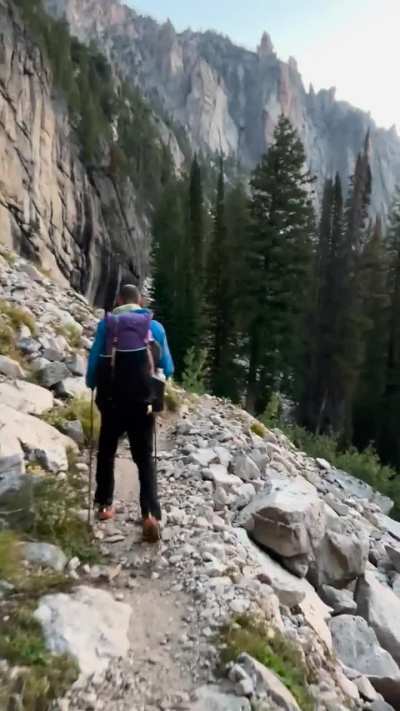 Sunrise hiking in the Sawtooths of Idaho