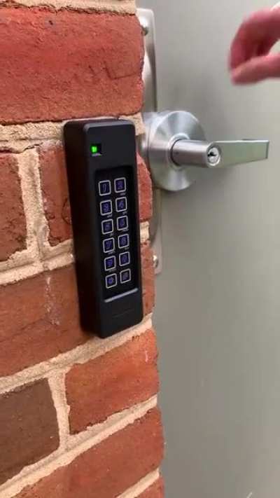 This keypad that just opens if you swipe it [back door to a bank]