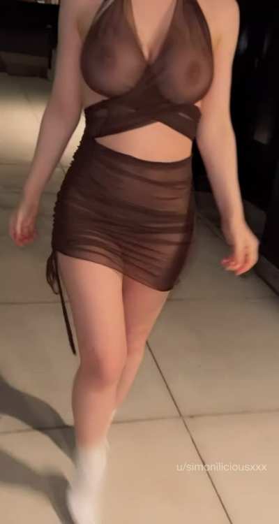 Taking a walk in my new milf outfit