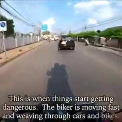 Biker helping out