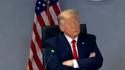 Former and sleepy President Donald Trump taking micro naps during a meeting