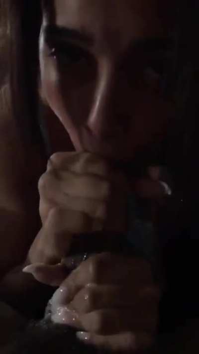 Aaliyah Hadid makes her baby daddy explode in her mouth. Listen to him moan!