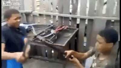 it&rsquo;s safe to say that this pipe sword fight has no mercy.