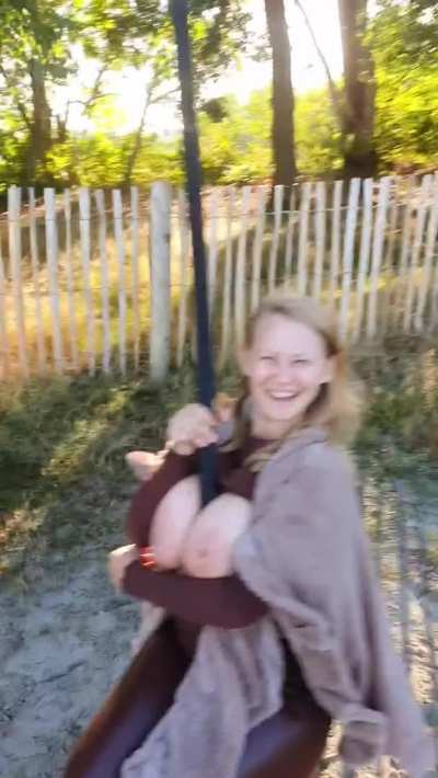Do you like to go downhill on a "tyrolean". This will show you how I, and my huge boobs, like to go down the tyrolean. Link to my onlyfans in the comments.