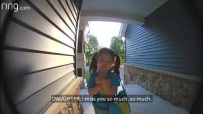 These kids learned that they can leave messages using their Ring doorbell for their dad to check, who&rsquo;s deployed overseas...