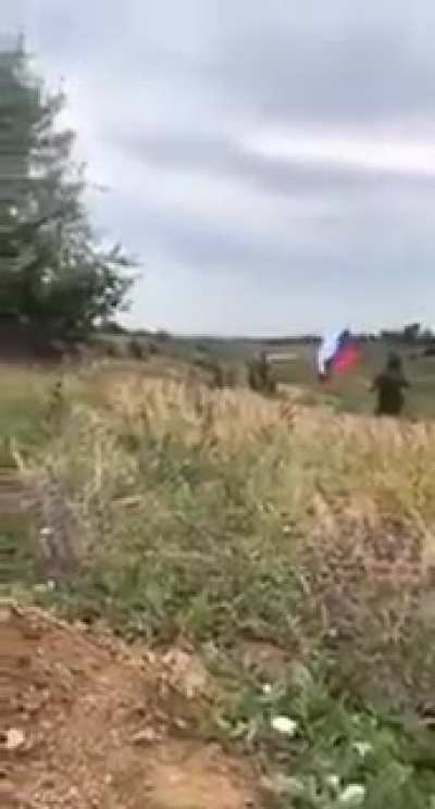 A drunk or suicidal Russian soldier makes a mistake crossing battlefield lines