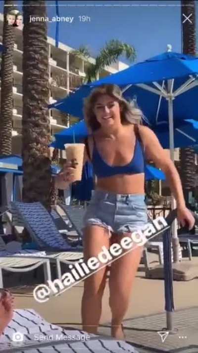 Hailie running towards a pool in September 2019 (surprised this one hasn&rsquo;t been posted, you&rsquo;re welcome)