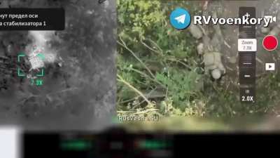 Russian drone striking ukrainian solders in kursk