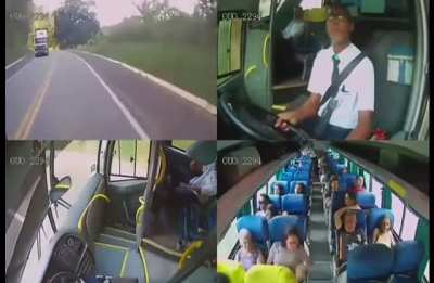 Damn ! This bus driver is a hero....