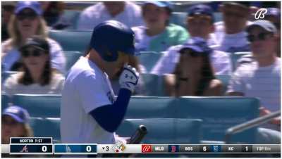 [Highlight] [Highlight] Freddie Freeman takes exception to ump's strike three call.